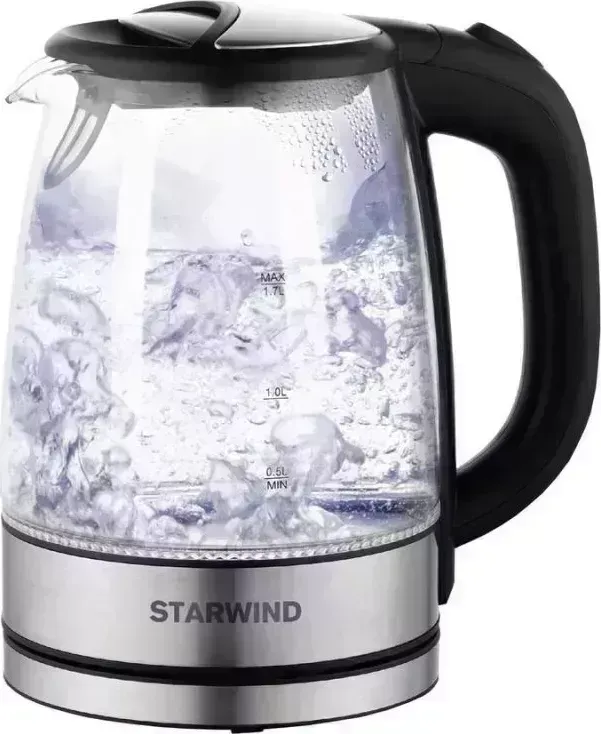 Чайник электрический STARWIND SKG5210 черный/серебристый