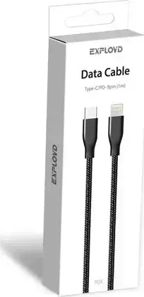 Кабель  EXPLOYD EX-K-1236 TYPE-C-PD 8 Pin 1М чёрный