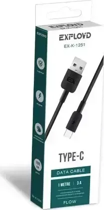Кабель  EXPLOYD EX-K-1251 USB-TYPE-C 1М чёрный