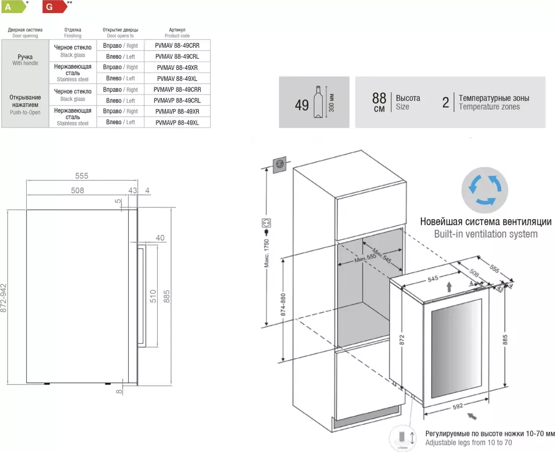 Винный шкаф cold vine c23 kbt2 схема встраивания