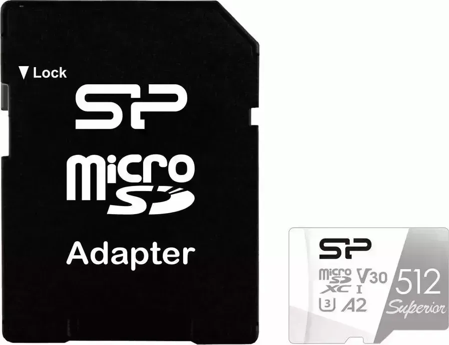 Карта памяти Silicon Power microSDXC 512ГБ Class 10 (SP512GBSTXDA2V20SP) + переходник SD