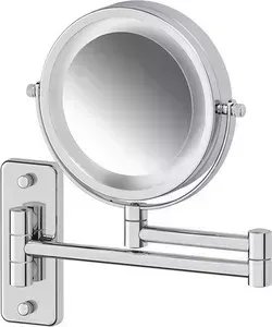Косметическое зеркало двустороннее с подсветкой x3 Defesto Pro хром (DEF 102)