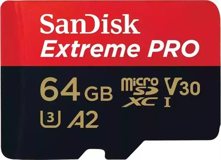 Карта памяти SANDISK Extreme Pro microSDXC UHS-I U3 64ГБ (SDSQXCU-064G) +SD адаптер