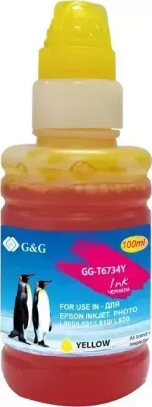 Расходный материал для печати G&G GG-T6734Y желтый 100мл (Чернила)
