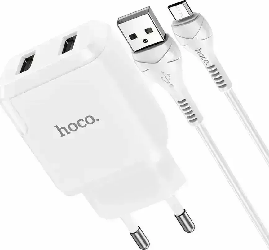 Сетевое зарядное устройство HOCO N7 белый +Кабель USB-Micro (6931474740595)