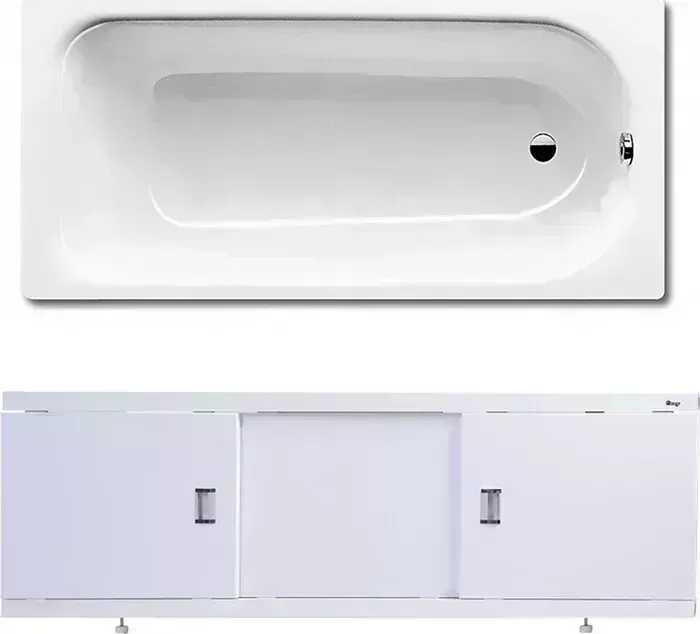 Стальная ванна Kaldewei Eurowa 312-1 170x70 с экраном Emmy Виктория и ножками