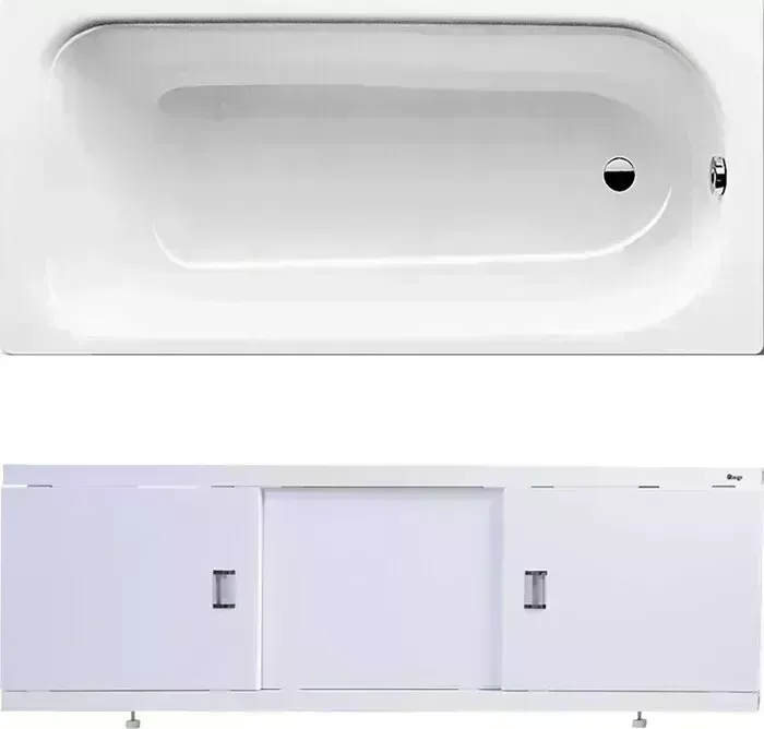 Стальная ванна Kaldewei Saniform Plus 363-1 170x70 с экраном Emmy Виктория и ножками