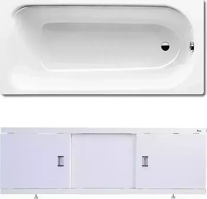 Стальная ванна Kaldewei Saniform Plus 371-1 Easy-Clean 170x73 с экраном Emmy Виктория и ножками