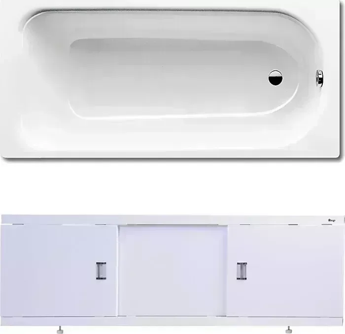 Стальная ванна Kaldewei Saniform Plus 361-1 150x70 с экраном Emmy Виктория и ножками