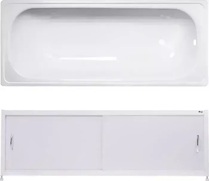 Стальная ванна ВИЗ Antika 150x70 с экраном Emmy Бланка и ножками, белая орхидея