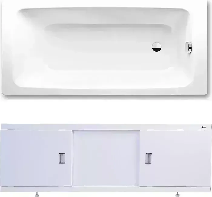 Стальная ванна Kaldewei Cayono 747 Easy-Clean 150x70 с экраном Emmy Виктория и ножками