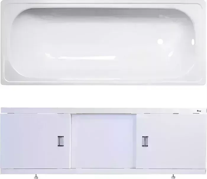Стальная ванна ВИЗ Antika 150x70 с экраном Emmy Виктория и ножками, белая орхидея