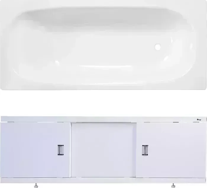 Стальная ванна ВИЗ Reimar 150x70 с экраном Emmy Виктория и ножками, белая орхидея