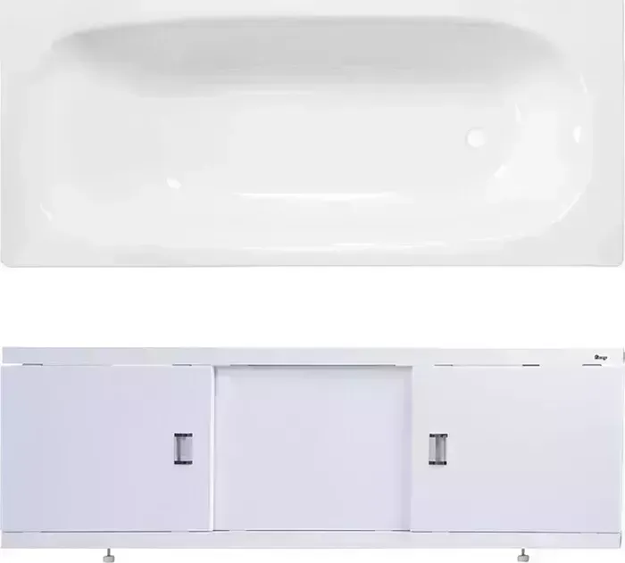 Стальная ванна ВИЗ Reimar 160x70 с экраном Emmy Виктория и ножками, белая орхидея