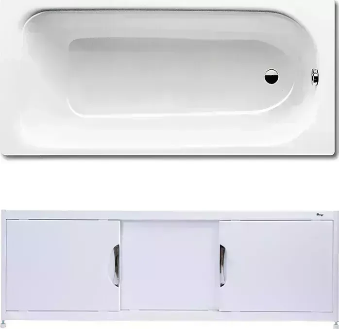 Стальная ванна Kaldewei Saniform Plus 361-1 150x70 с экраном Emmy Малибу и ножками