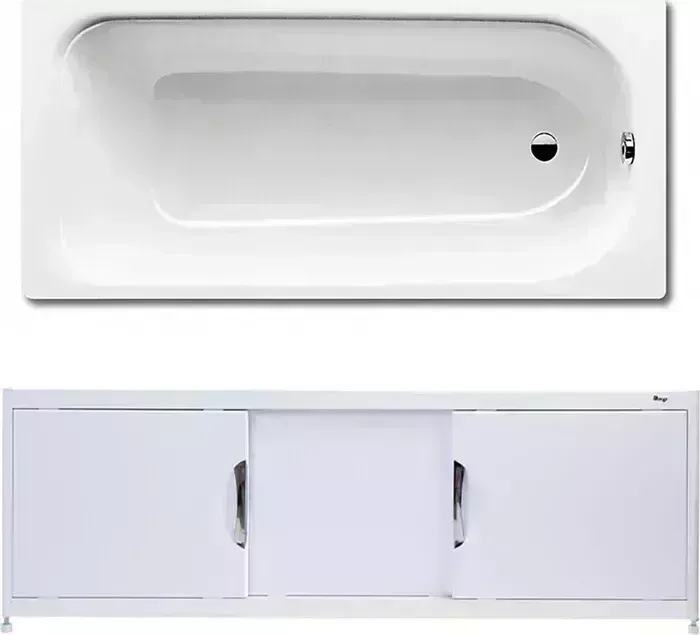Стальная ванна Kaldewei Eurowa 312-1 170x70 с экраном Emmy Малибу и ножками