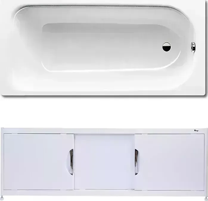 Стальная ванна Kaldewei Saniform Plus 362-1 160x70 с экраном Emmy Малибу и ножками
