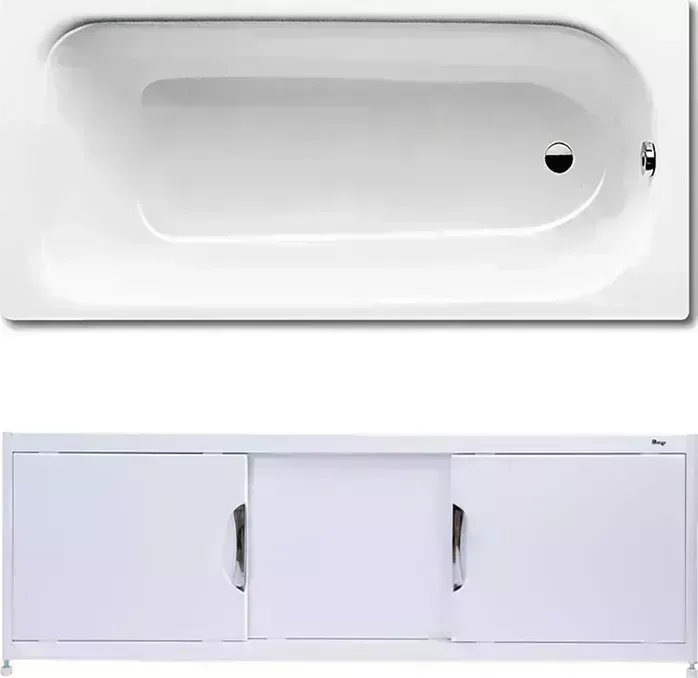 Стальная ванна Kaldewei Saniform Plus 362-1 Easy-Clean 160x70 с экраном Emmy Малибу и ножками