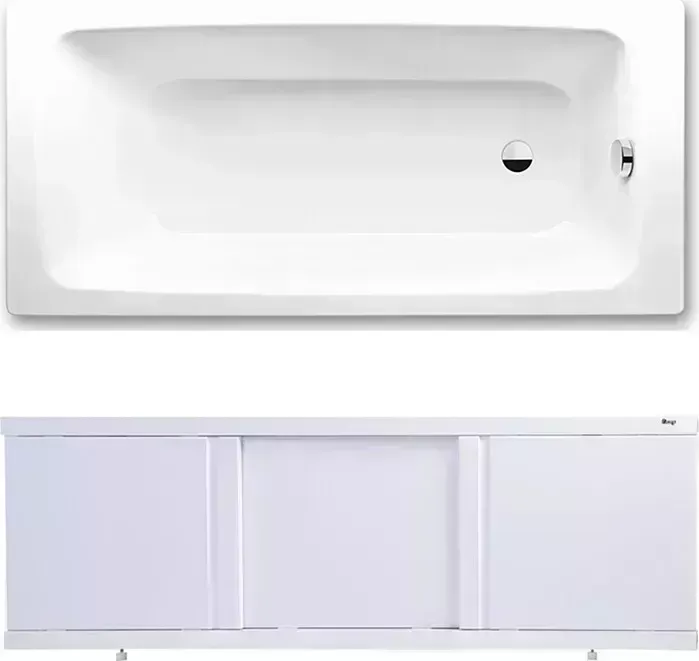 Стальная ванна Kaldewei Cayono 749 Easy-Clean 170x70 с экраном Emmy Элис и ножками