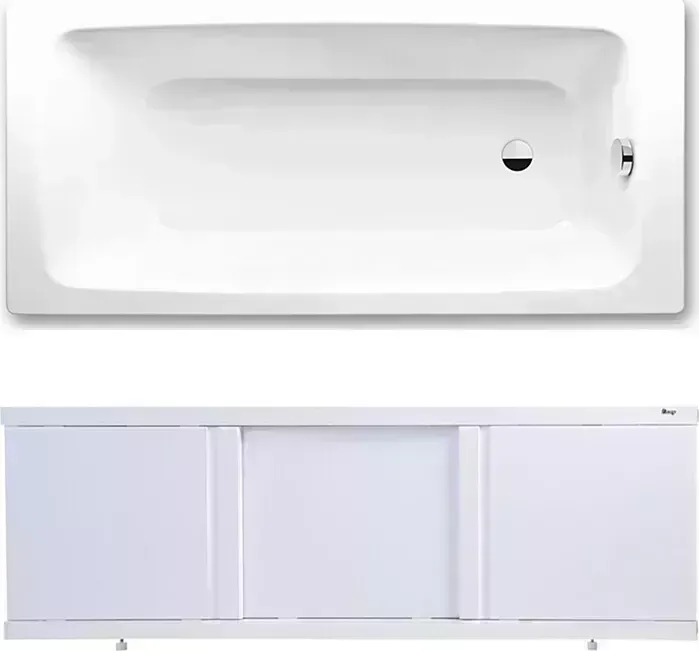 Стальная ванна Kaldewei Cayono 747 Easy-Clean 150x70 с экраном Emmy Элис и ножками