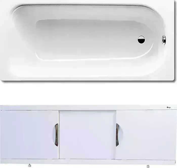 Стальная ванна Kaldewei Eurowa 311-1 160x70 с экраном Emmy Валенсия и ножками