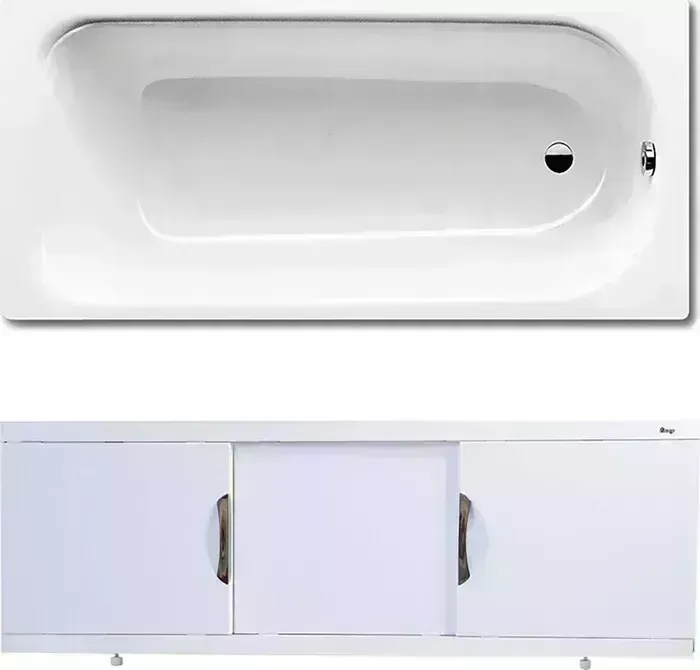 Стальная ванна Kaldewei Saniform Plus 371-1 Easy-Clean 170x73 с экраном Emmy Валенсия и ножками