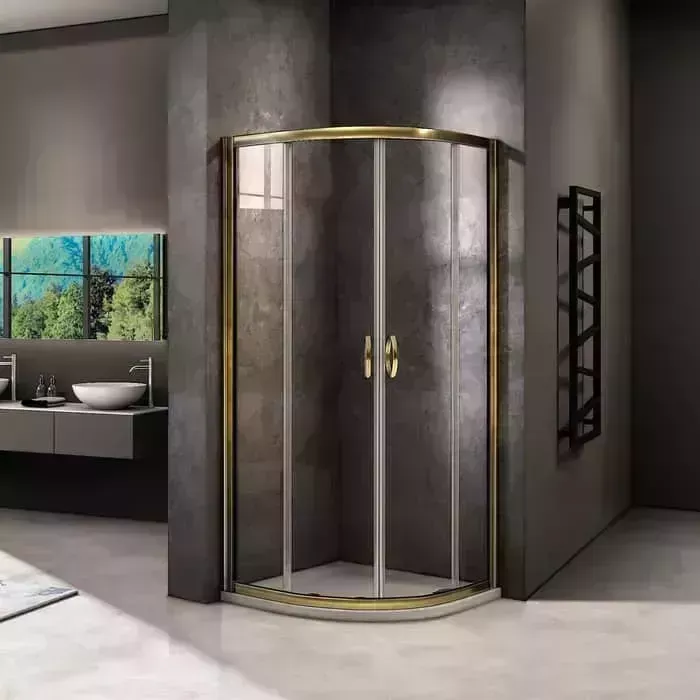 Душевой уголок Good Door Jazz R 80x80 с поддоном, прозрачный, золото