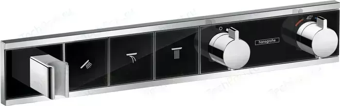 Термостат для ванны Hansgrohe RainSelect на три выхода, механизма 15311180, черный/хром (15356600)