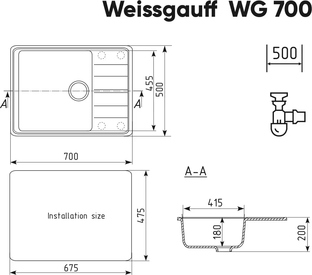 Мойка кухонная WEISSGAUFF WG 70007 Deep Black