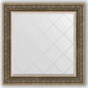 Зеркало Evoform с гравировкой Exclusive-G 89x89 см, в багетной раме - вензель серебряный 101 мм (BY 4336)