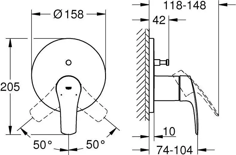 Смеситель для ванны Grohe Eurosmart 24043003 (внешняя монтажная часть)