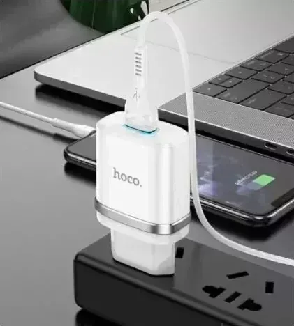 Сетевое зарядное устройство HOCO N1 1USB 2.4A белый (6931474730923)