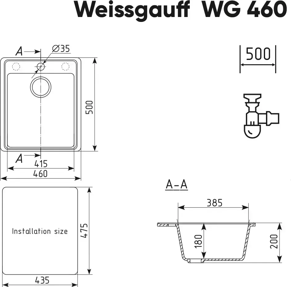 Мойка кухонная WEISSGAUFF WG 46001 White
