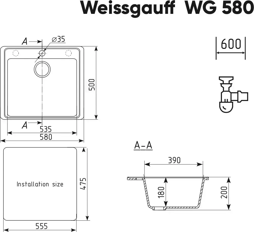 Мойка кухонная WEISSGAUFF WG 58002 Beige
