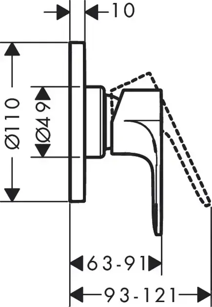 Смеситель для ванны Hansgrohe Rebris S 72648670 (внешняя и скрытая часть)