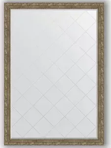 Зеркало Evoform с гравировкой Exclusive-G 130x185 см, в багетной раме - виньетка античная латунь 85 мм (BY 4489)
