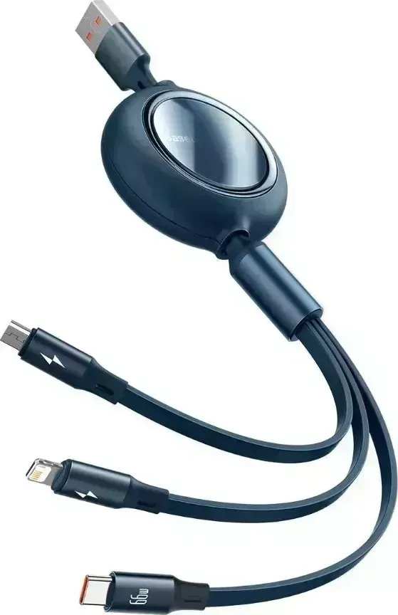 Кабель Baseus USB to M+L+C 1.2m 66W Blue (CAMLC-MJ03)