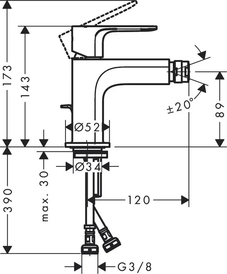 Смеситель для биде Hansgrohe HansGrohe Rebris E 72211000
