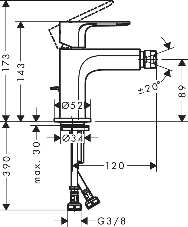 Смеситель для биде Hansgrohe HansGrohe Rebris E 72213670