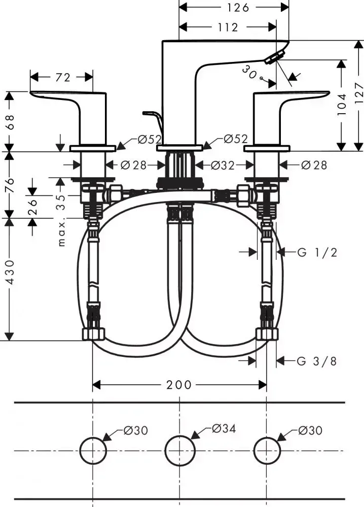 Смеситель для раковины Hansgrohe HansGrohe Talis E 71733140