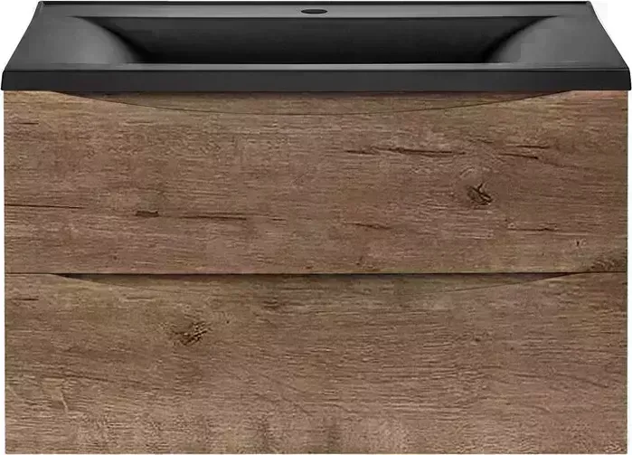 Тумба с раковиной Vincea с Mia 75х45 V.Oak, черная раковина (VMC-2MA750VO, VCB-3M750B)