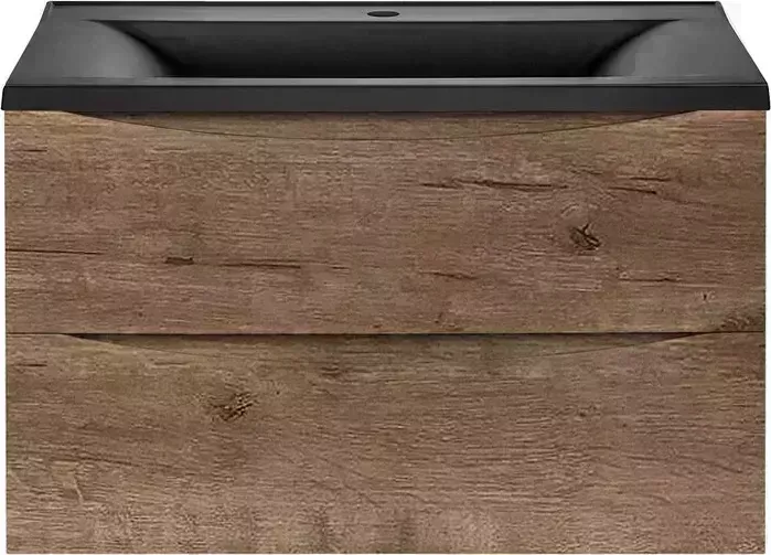 Тумба с раковиной Vincea с Mia 80х45 V.Oak, черная раковина (VMC-2MA800VO, VCB-3M800B)