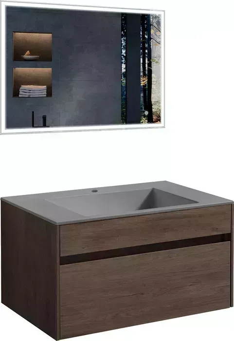 Мебель для ванной Vincea Chiara 80х48 R.Oak, серая раковина