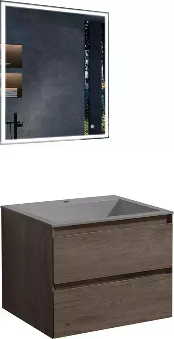 Мебель для ванной Vincea Luka 60х48 R.Oak, серая раковина