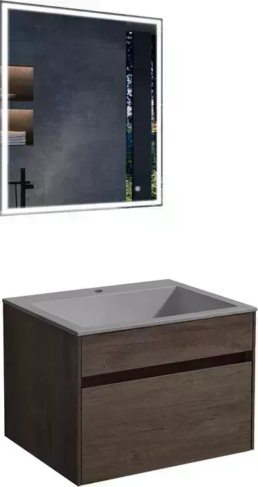 Мебель для ванной Vincea Chiara 60х48 R.Oak, серая раковина