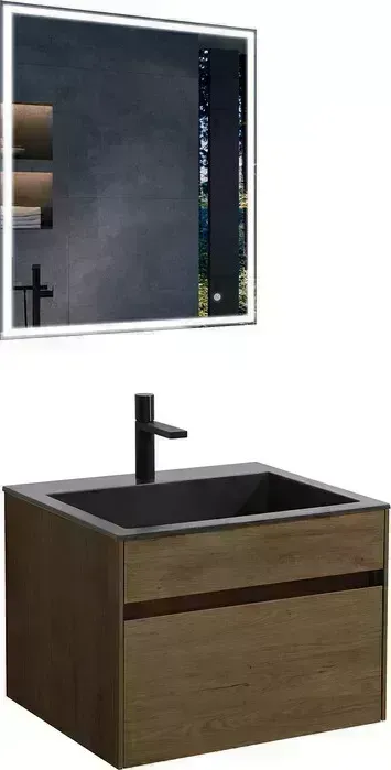 Мебель для ванной Vincea Chiara 60х48 T.Oak, черная раковина