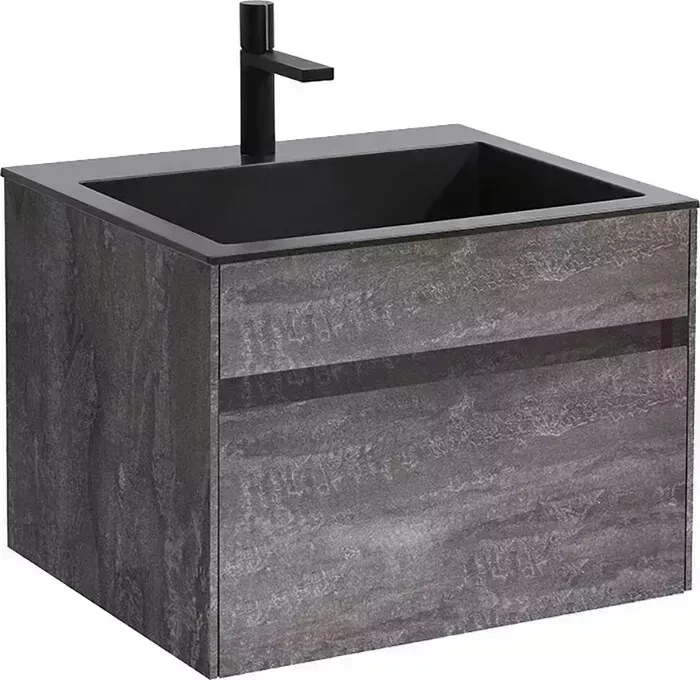 Тумба с раковиной Vincea с Chiara 60х48 G.Stone, черная раковина (VMC-2C600GS, VCB-13600B)