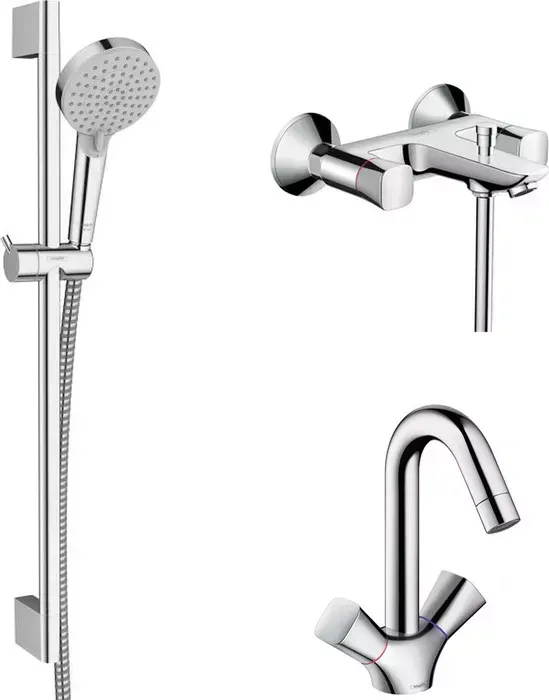 Комплект смесителей Hansgrohe Logis с душевым гарнитуром (71243000, 71221000, 26275000)