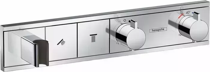 Термостат для ванны Hansgrohe RainSelect на два выхода, с механизмом, хром (15355000, 15310180)