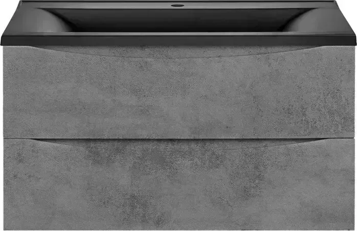 Тумба с раковиной Vincea с Mia 75х45 Beton, черная раковина (VMC-2MA750BT, VCB-3M750B)